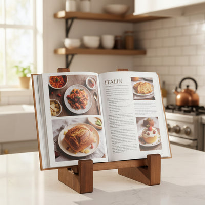 Rustikk kokebokstativ i tre