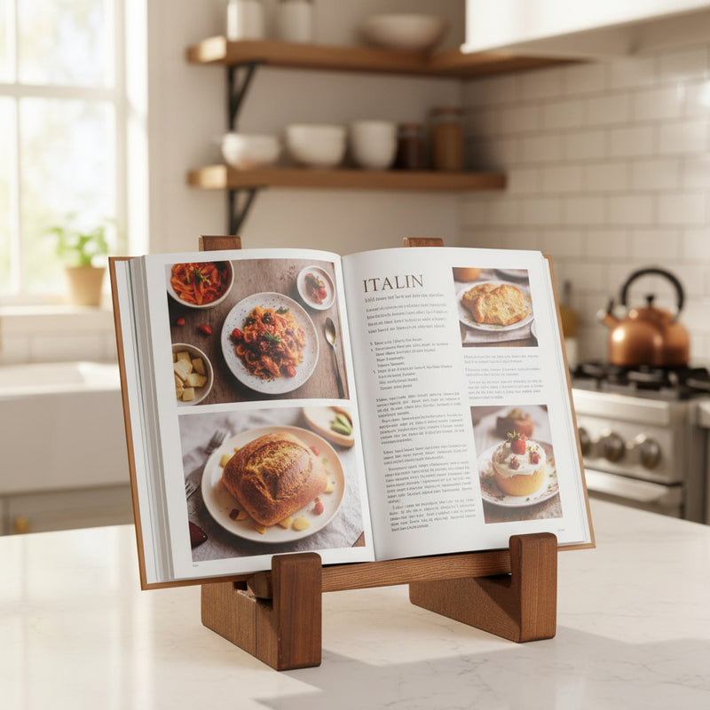 Rustikk kokebokstativ i tre