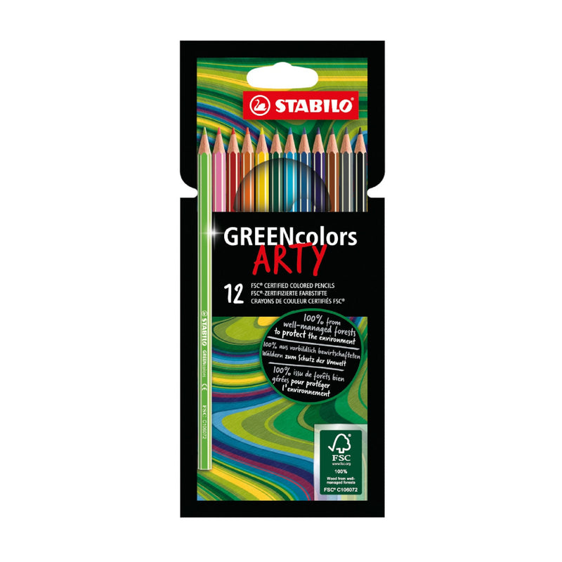 Fargeblyanter Stabilo Arty GREEN Colors (12-pk)